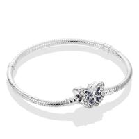 Pulsera de plata de ley 925 con forma de corazón y mariposa para mujer, brazalete de cadena de seguridad, compatible con abalorios originales, joyería - details 40