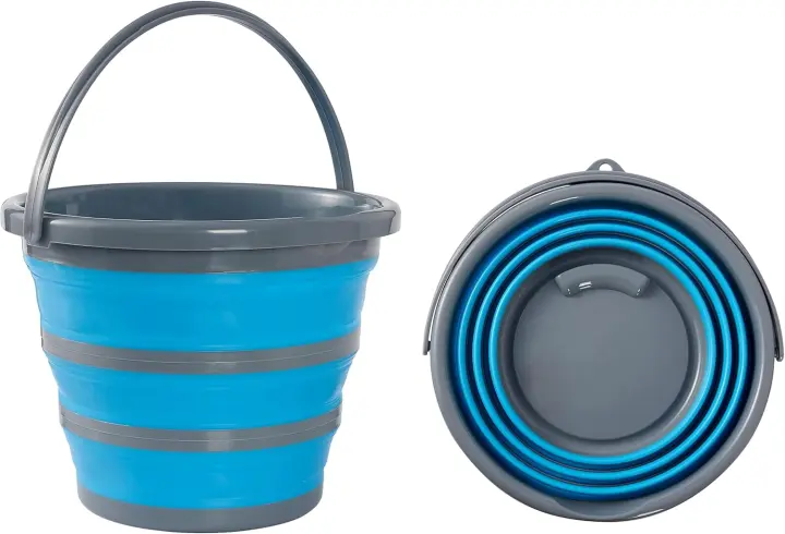 Cubo plegable de 10 litros, portátil, de silicona, para limpieza, pesca, camping, diseño que ahorra espacio para el hogar y el exterior - 1