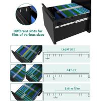 Cajonera de Oficina Móvil, 2 Cajones Cajonera de Oficina Metalico con Ruedas, Mueble Oficina Archivador con Cerradura y Llave para Carta/A4, Negro, 51 x 39 x 71cm - details 4