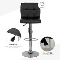 Taburete de Bar Regulable y Giratorio 360° Acero Cromado, Piel Sintética Blanca, Respaldo y Reposapiés 1 Pieza - details 31