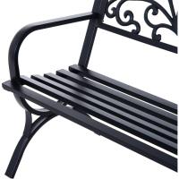 Banco de Jardín de 2 Plazas Banco de Terraza de Hierro con Diseño Clásico Patrón Floral 127x60x85cm Negro - details 7