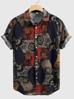 Camisa Casual de Verano para Hombres Manga Corta, Estampado Geométrico, Suelto y Transpirable - details 5