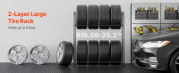SucceBuy Estante para almacenamiento de neumáticos, soporte para neumáticos de acero de 2 estantes, altura ajustable, capacidad para 8 neumáticos, taller de garaje, capacidad de carga de 180 kg - details 0
