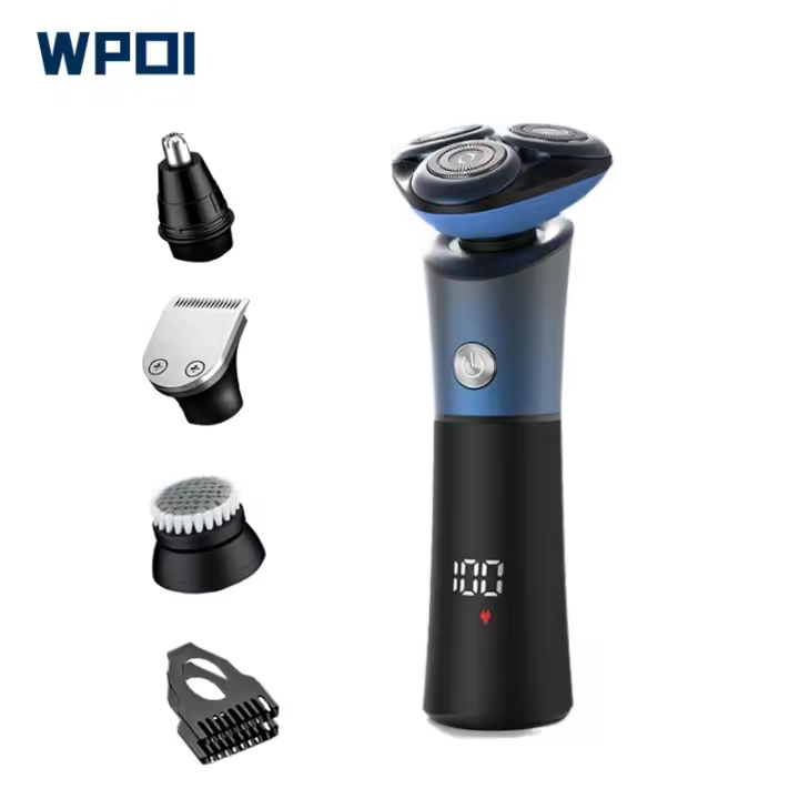 Afeitadora eléctrica 4 en 1 para hombres, cortadora de pelo de nariz, limpiador facial, impermeable, recargable por USB, pantalla Digital - 1