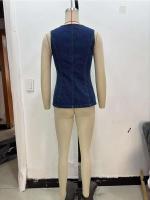 Chaqueta Denim de Verano 2025 para Mujer Cuello Redondo, Camisa de Moda Sólida, Vestido de Calle Elegante, Ropa al Aire Libre - details 2