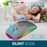 Ratón Inalámbrico Bluetooth Recargable y Silencioso,Ratón de Viaje Portátil 1600DPI de Dos Modos para Computadora Portátil, Android, Windows - details 4