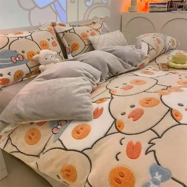 Funda nórdica gruesa de lana de leche para invierno, ropa de cama de lana de Coral, Simple, de lujo, cálida, gruesa, de nieve - 1