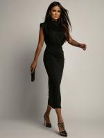 Vestido ajustado de color sólido con escote en V y diseño envolvente de moda europea y americana de 2025 para mujer - details 3