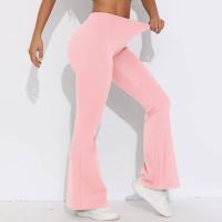 Pantalones acampanados con cintura en V, leggings de yoga de secado rápido de cintura alta, pantalones deportivos de pierna ancha para Fiess - details 25