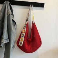 Bolso de mano de ganchillo de gran capacidad para mujer, bolsa tejida hueca ligera de estilo étnico, con correa bordada, tejido de algodón - details 30