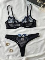 Conjunto de 2 piezas de lencería Sensual de encaje Sexy, sujetador de encaje bordado erótico 2024 para mujer, ropa interior íntima, disfraces sexys, conjunto de sujetador y bragas - details 2