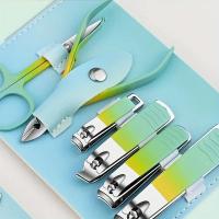 Juego de manicura profesional, Kit de pedicura profesional con gradiente de acero inoxidable, tijeras para uñas, Kit de aseo con Estuche De Viaje de cuero - details 1