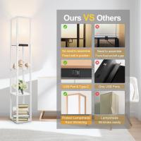 Lámpara de Pie con Carga y Control Remoto Estante de Madera LED Regulable de 4 Temperaturas de Color Incluye Bombilla Para Sala de Estar, Dormitorio, Oficina Decoración Vintage - details 16