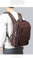 Mochila de cuero para hombre, bolso de negocios para ordenador portátil de 15,6 pulgadas, de gran capacidad, para viaje y colegio - details 10