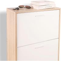 Mueble zapatero de 12 pares - Estantería de gran capacidad para vestíbulo o pasillo - (ancho) 60 x (profundidad) 24 x (alto) 80 cm - Madera clara blanca - details 7