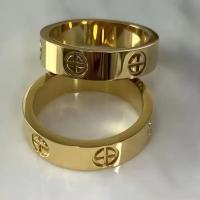 Anillos cruzados clásicos de acero inoxidable a la moda para mujeres y hombres joyería de lujo de Color dorado regalo de boda - details 0