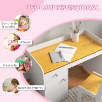 2 Piezas Pupitre Infantil Escritorio para Niños Incluye Silla y con Cajón y para Dormitorio Sala Blanco y Natural - details 3