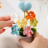 Flores hechas a mano, plantas en macetas, flores de simulación, plantas en macetas, flores terminadas tejidas, decoración para el hogar y el jardín, regalo para invitados de boda - details 6