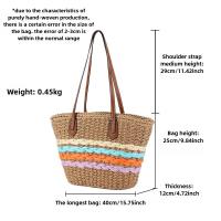 Bolsos de paja para mujer, bandoleras a rayas de arcoíris, gran capacidad, para vacaciones en la playa, Vintage, verano, 2025 - details 0