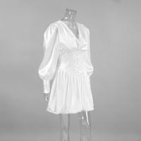 Vestido blanco nuevo de invierno versátil con mangas farol de satén Design Sense - details 11