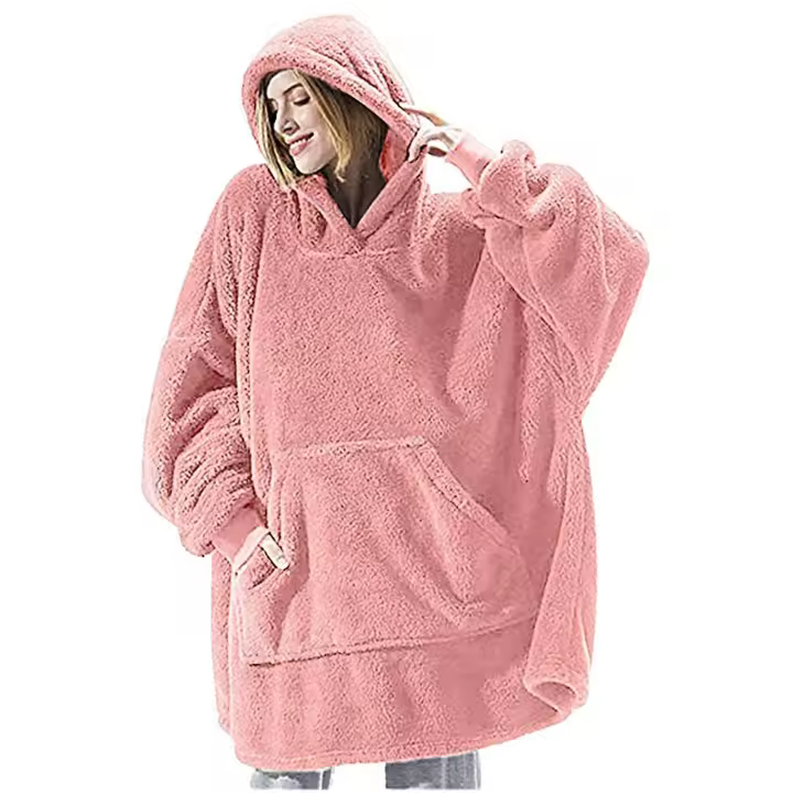Forro polar reversible, ponible, sudadera con capucha, sudadera con capucha oversize, acogedora, holgada, forro polar reversible, sudadera con capucha, engrosada, pareja, nueva, loungewear - 1