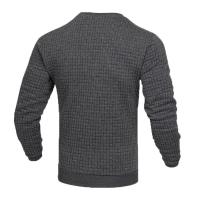 Abrigo de hombre moda pequeño cheque Waffle juvenil cuello redondo jacquard cheque sudadera con capucha - details 20