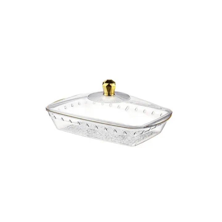 Organizador de almacenamiento de alimentos, plato nórdico para aperitivos y frutas, transparente con tapa, plato de postre, bandeja de plástico portátil para aperitivos, cocina - 1