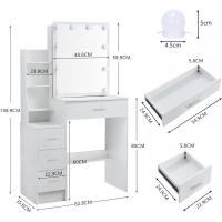 Iluminación de Tocador de Espejo 6 Cajones, 6 Estantes para Dormitorio, 80 x 36 x 130 cm, 1905 V8 - details 12