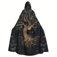 1pc, Túnica de Bruja de Halloween con Capucha de Árbol de la Vida Nórdico Vikingo para Adultos Hombres y Mujeres, Suministros de Fiesta, Vestidos, Ropa, Regalos, Disfraces - details 1