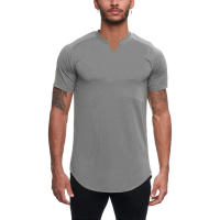 Compression Quick Dry T-shirt Men Running Sports Skinny Short TShirt V-neck Gym Clothing Fitness Bodybuilding Workout Tops Tees - details 3