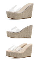 Nuevas sandalias de cuña transparentes de cáñamo con tacón alto - details 11