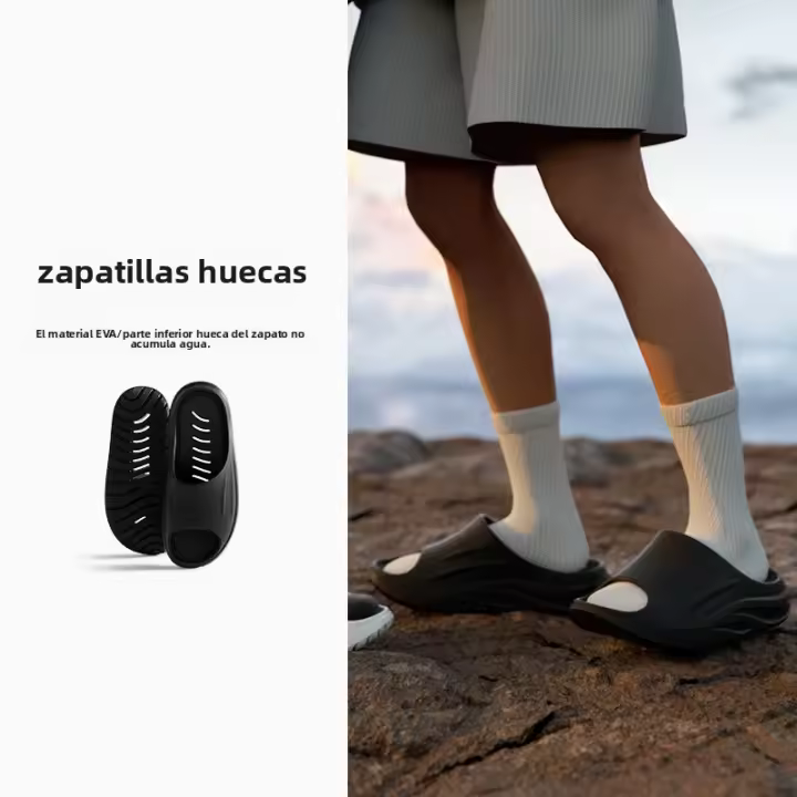 Zapatillas huecas de baño para hombre, nuevas sandalias de baño antideslizantes con interior, zapatillas frescas de suela gruesa para uso exterior - 1