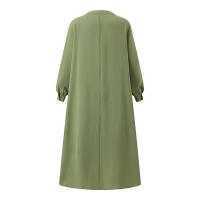 Vestido de Swing Largo para Mujer 2024 Cuello en V con Volantes Algodón y Cáñamo Elegante y Suelto - details 14