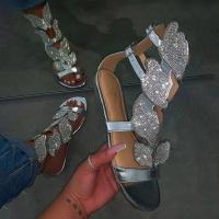Zapatos planos de talla grande para mujer, sandalias huecas con una sola correa y diamantes de imitación de mariposa - details 5