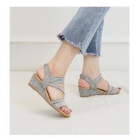 Zapatos de tacón de cuña elegantes de verano para mujer, sandalias informales a la moda para mujer - details 4