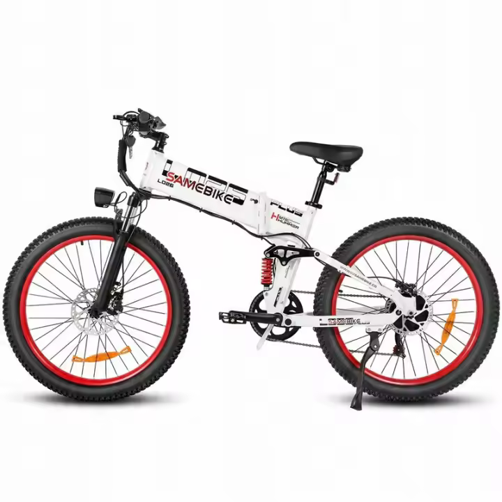 Samebike LO26 PLUS Bicicleta eléctrica plegable 1000W 45KM/H 48V 15AH 26" blanca - 1