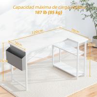 Escritorio de Escinera con Regleta Diseño Ergonómico 120 x 70 cm Ideal para Ordenador, Juegos, Estudios - details 2
