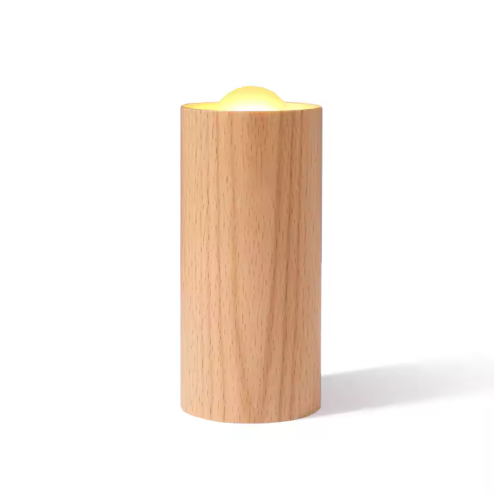 Luz De Vela Creativa De mMadera, Luz Nocturna, Control De Flujo De aire, Vela Recargable Para Dormitorio, Luz De Ambiente - 1
