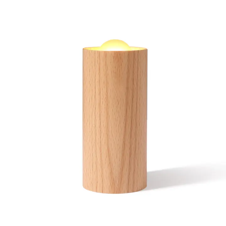 Luz De Vela Creativa De mMadera, Luz Nocturna, Control De Flujo De aire, Vela Recargable Para Dormitorio, Luz De Ambiente - 1