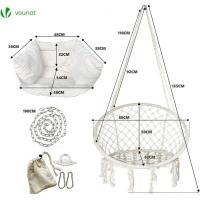 Silla Colgante Exterior con Flecos, Hamaca con Conjines y Kit de Suspensión, Ø80cm Silla Columpio para Interior y Exterior, Beiges - details 3