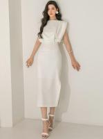 BGTEEVER-vestido ajustado sin mangas para mujer, prenda con abertura lateral, cuello redondo, cintura ajustada, ceñido a la cadera, Verano - details 2