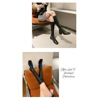 Botas De Tacón Cuadrado De Moda Para Mujer, Botas De Cabeza Cuadrada De Tacón Alto De Pila Alta - details 5