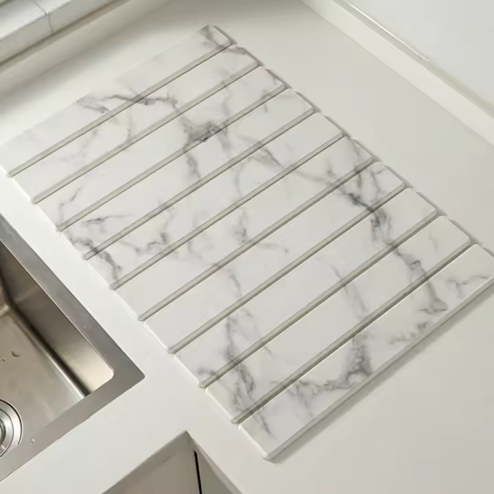 Alfombra de baño, estera absorbente de piedra para secado de platos, escurridor de platos antideslizante plegable, mantel individual de diatomeas para fregadero - 1