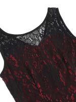 Vestido de Encaje con Cuello Redondo Retro de Ouwu Sin Mangas, Cinturón Enchufable, Estilo Vintage para Mujeres Perfecto para Fiesta de Halloween o Cumpleaños - details 3