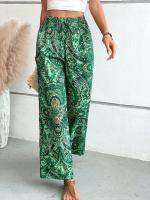 Pantalones de Verano Versátiles de Impresión Khaki Cintura Elástica, Legua Ancha, Comodidad Casual - details 9