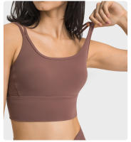 SHINBENE-sujetadores de gimnasio para mujer, ropa deportiva sin aros con tirantes, larga, talla grande, sensación desnuda - details 6