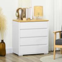Cómoda Moderna con 4 Cajones Mueble Cajonera de Madera para Dormitorio Salón Habitación Carga 40 kg 70x37x75 cm Blanco y Natural - details 1