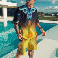 Conjunto Casual de Verano 2024 para Hombres Camiseta con Cuello Redondo y Pantalones Cortos - details 5