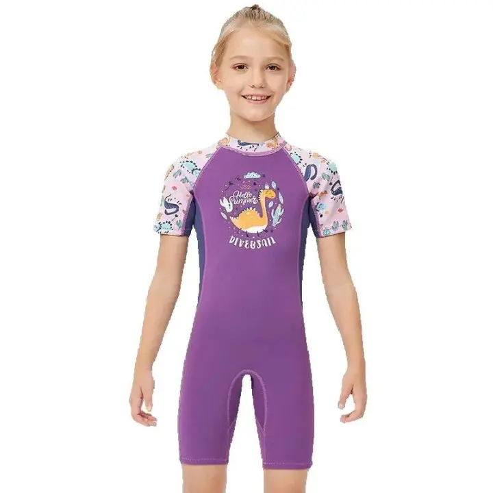 Traje de neopreno de 2,5mm para niños, traje de baño grueso de una pieza para niñas a prueba de frío, buceo, surf, snorkeg - 1