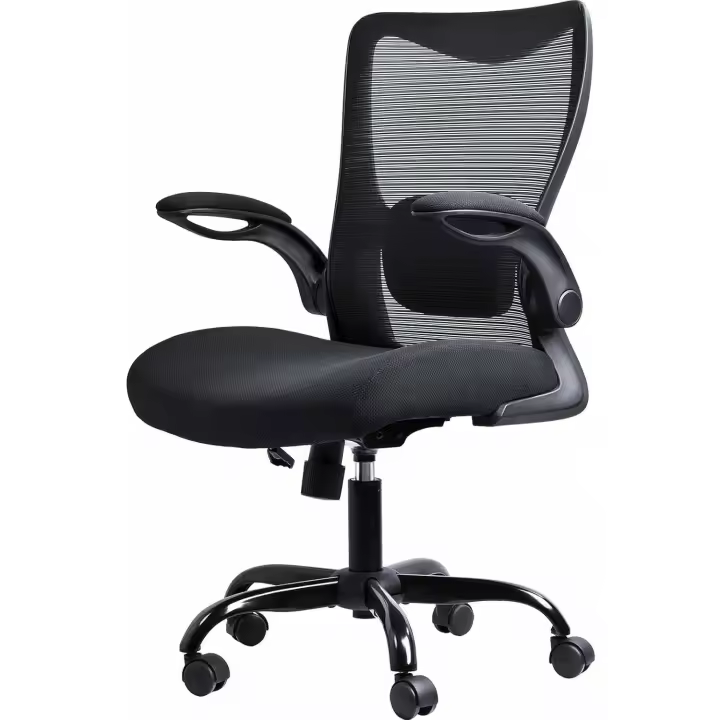 Oficina ergonómica con reposabrazos plegables, silla de oficina con soporte lumbar ajustable, silla ejecutiva giratoria con capacidad de carga de hasta 150 kg - 1